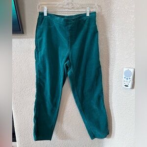 Green corduroy pants. Ankle length. Size 6p.